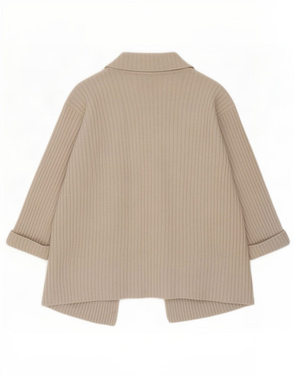 Marks & Spencer Womens Cardigan Sweater UK 10 Small Beige Wool