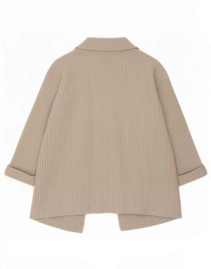 Marks & Spencer Womens Cardigan Sweater UK 10 Small Beige Wool