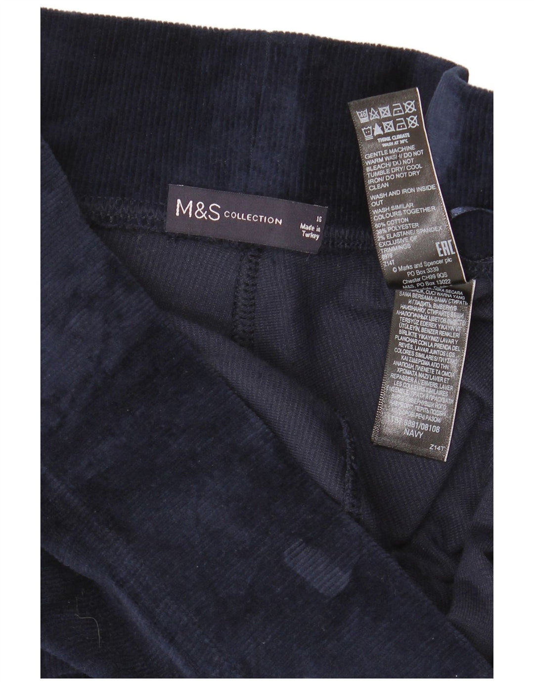 Marks & Spencer Womens Leggings UK 16 Large  Navy Blue Cotton