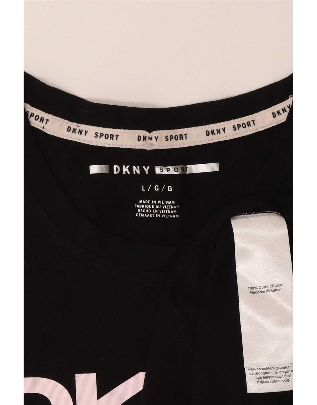 Dkny Womens Graphic Vest Top UK 16 Large Black Cotton