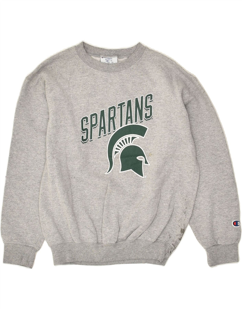 CHAMPION Boys Spartans Graphic Sweatshirt Jumper 7-8 Years Medium  Grey | Vintage Champion | Thrift | Second-Hand Champion | Used Clothing | Messina Hembry 