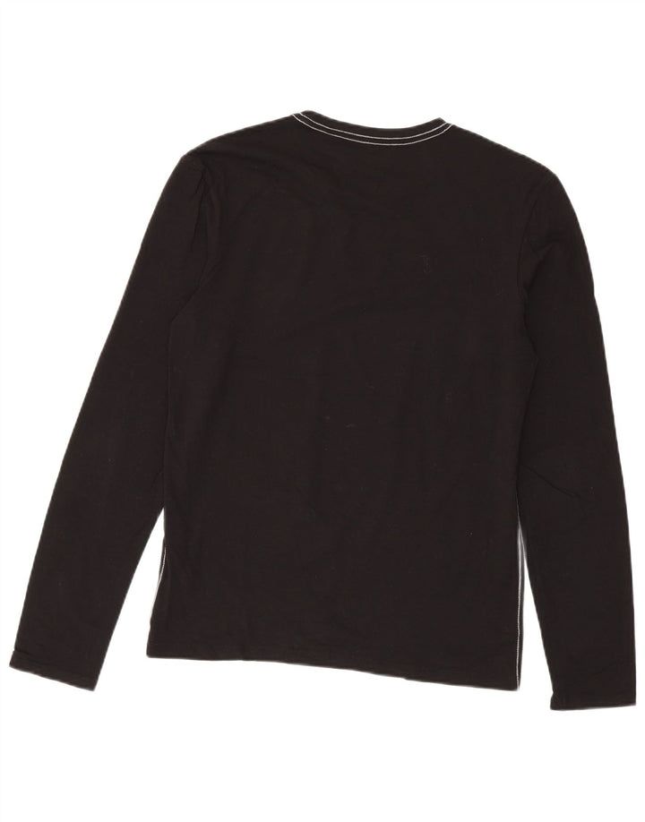 Guess Mens Graphic Top Long Sleeve Small Black Cotton
