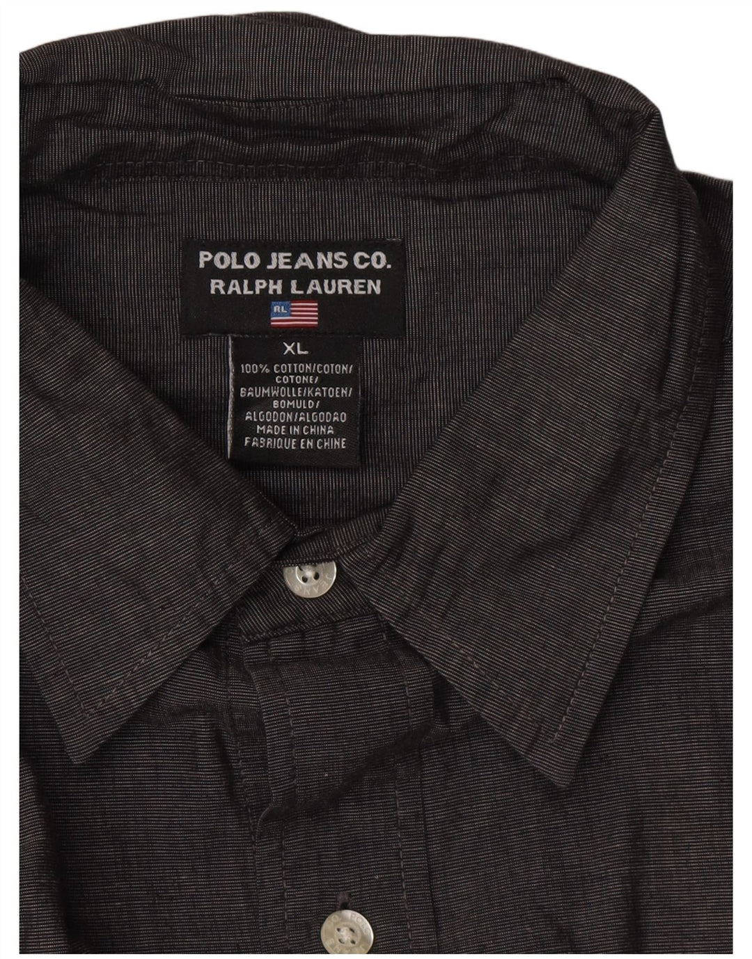Ralph Lauren Mens Shirt XL Grey Striped Cotton