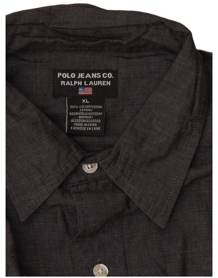 Ralph Lauren Mens Shirt XL Grey Striped Cotton