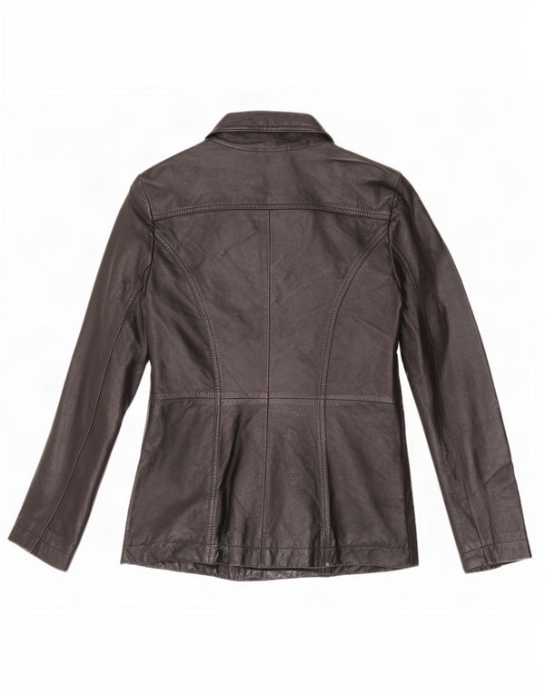 Vintage Womens 3 Button Leather Blazer Jacket UK 12 Medium Black