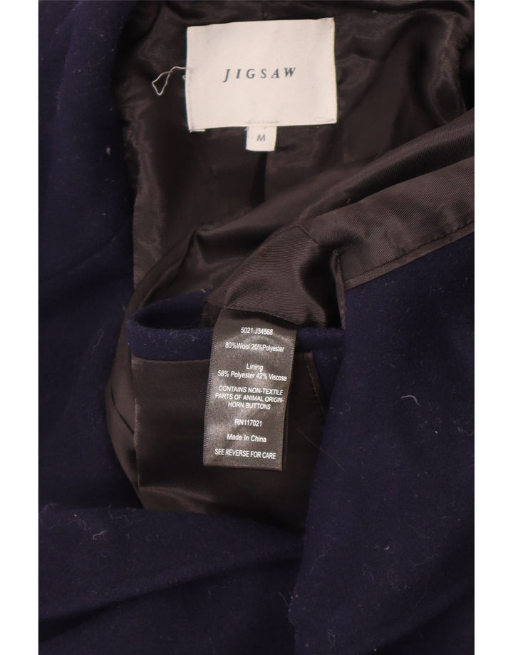 Jigsaw Mens Overcoat UK 38 Medium Navy Blue Wool