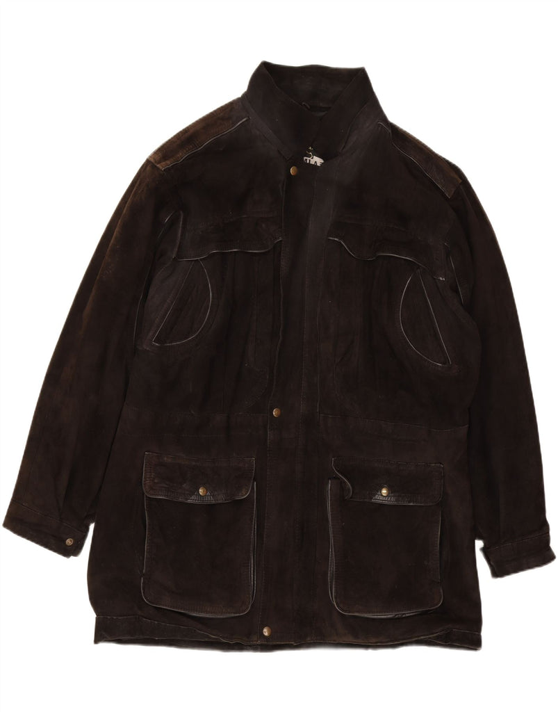 CREATION Mens Suede Jacket UK 42 XL Black Vintage Creation and Second-Hand Creation from Messina Hembry 