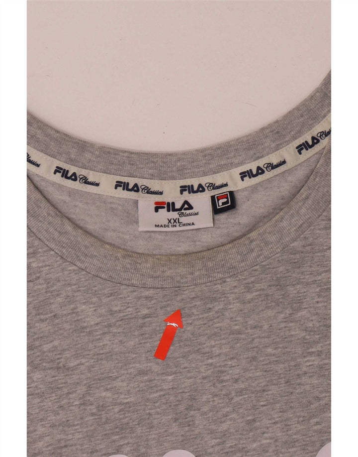 Fila Mens Graphic T-Shirt Top 2XL Grey Flecked Cotton