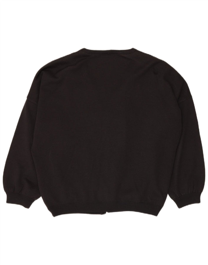 Vintage Mens Graphic Cardigan Sweater 3XL Grey Patchwork Viscose