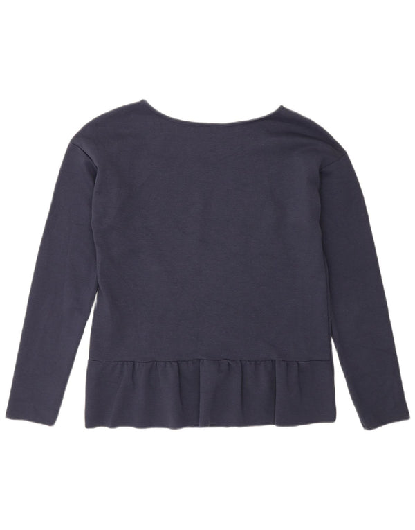 Benetton Womens Top Long Sleeve UK 10 Small Navy Blue