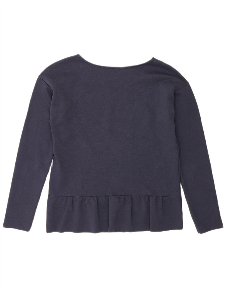 Benetton Womens Top Long Sleeve UK 10 Small Navy Blue