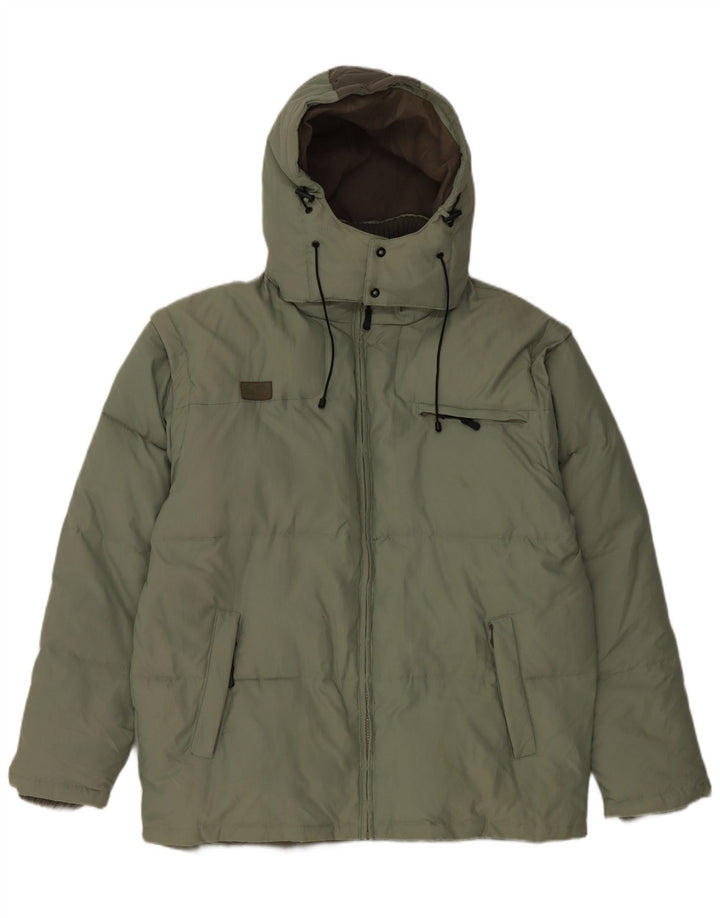 Fila Mens Hooded Padded Jacket UK 40 Large Green Polyamide