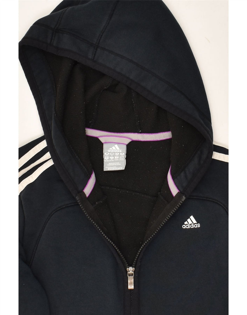 ADIDAS Womens Climalite Zip Hoodie Sweater UK 12/14 Medium Black Cotton | Vintage Adidas | Thrift | Second-Hand Adidas | Used Clothing | Messina Hembry 