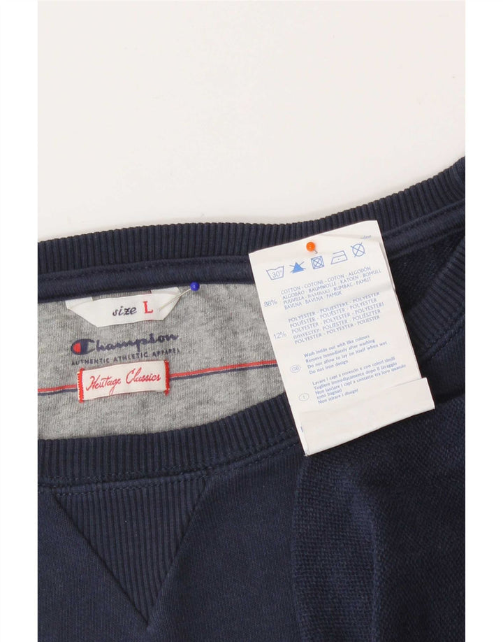 Champion Mens Heritage Classics Graphic Sweatshirt Jumper Large Navy Blue
