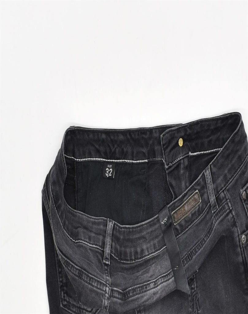 RIFLE Womens Distressed Slim Jeans W32 L30 Black Cotton | Vintage | Thrift | Second-Hand | Used Clothing | Messina Hembry 