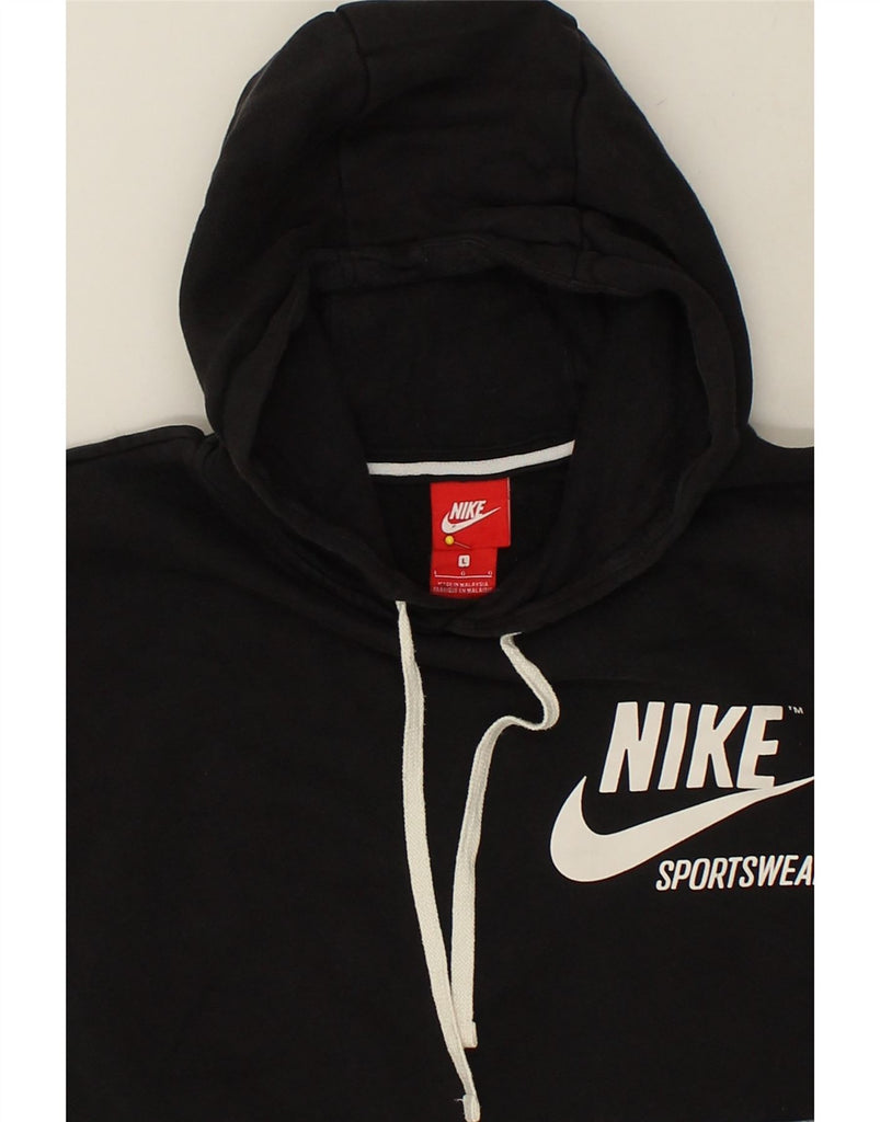 NIKE Mens Graphic Hoodie Jumper Large Black Colourblock Cotton | Vintage Nike | Thrift | Second-Hand Nike | Used Clothing | Messina Hembry 