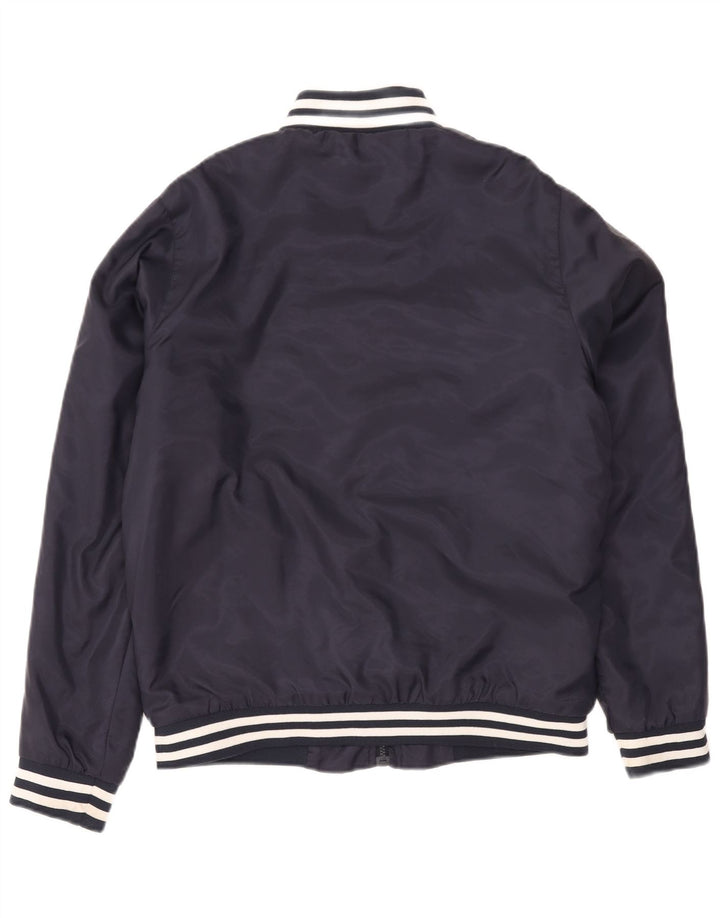 Lotto Mens Bomber Jacket UK 38 Medium Navy Blue Striped Polyamide