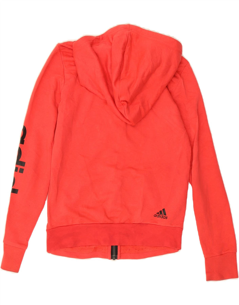 ADIDAS Womens Graphic Zip Hoodie Sweater UK 12 Medium Red Cotton Vintage Adidas and Second-Hand Adidas from Messina Hembry 