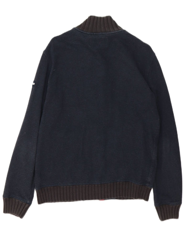 Armani Jeans Mens Cardigan Sweater Large Navy Blue Cotton