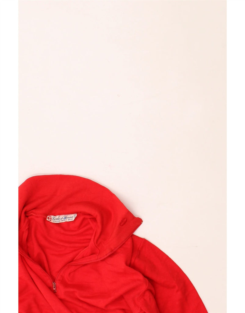 CONTE OF FLORENCE Womens Zip Neck Pullover Tracksuit Top UK 12 Medium Red Vintage Conte of Florence and Second-Hand Conte of Florence from Messina Hembry 
