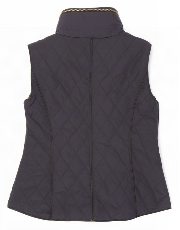 Zara Womens Hooded Quilted Gilet UK 12 Medium Navy Blue