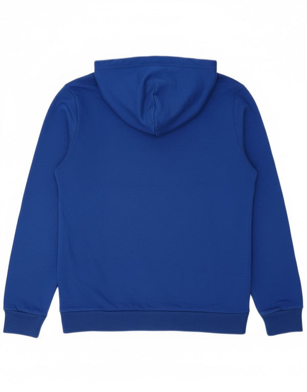 Adidas Boys Graphic Hoodie Jumper 15-16 Years Blue Colourblock Cotton