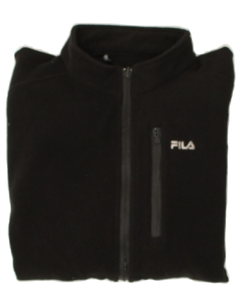 FILA Mens Fleece Jacket 2XL Black Polyester | Vintage Fila | Thrift | Second-Hand Fila | Used Clothing | Messina Hembry 