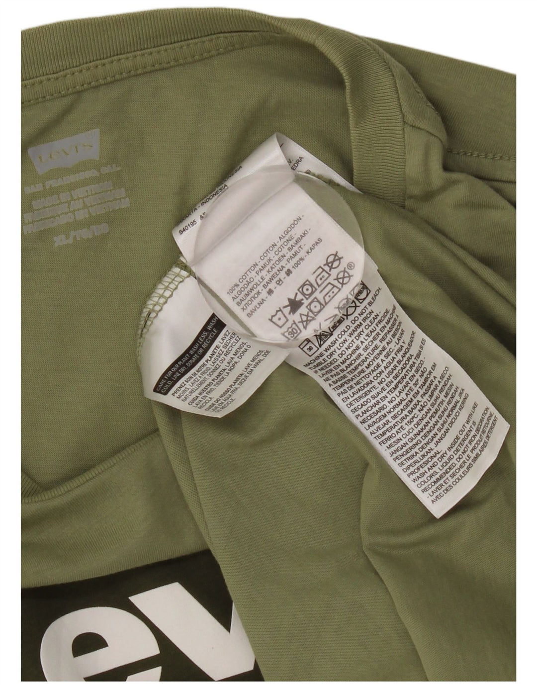 LEVI'S Mens Graphic T-Shirt Top XL Green Cotton