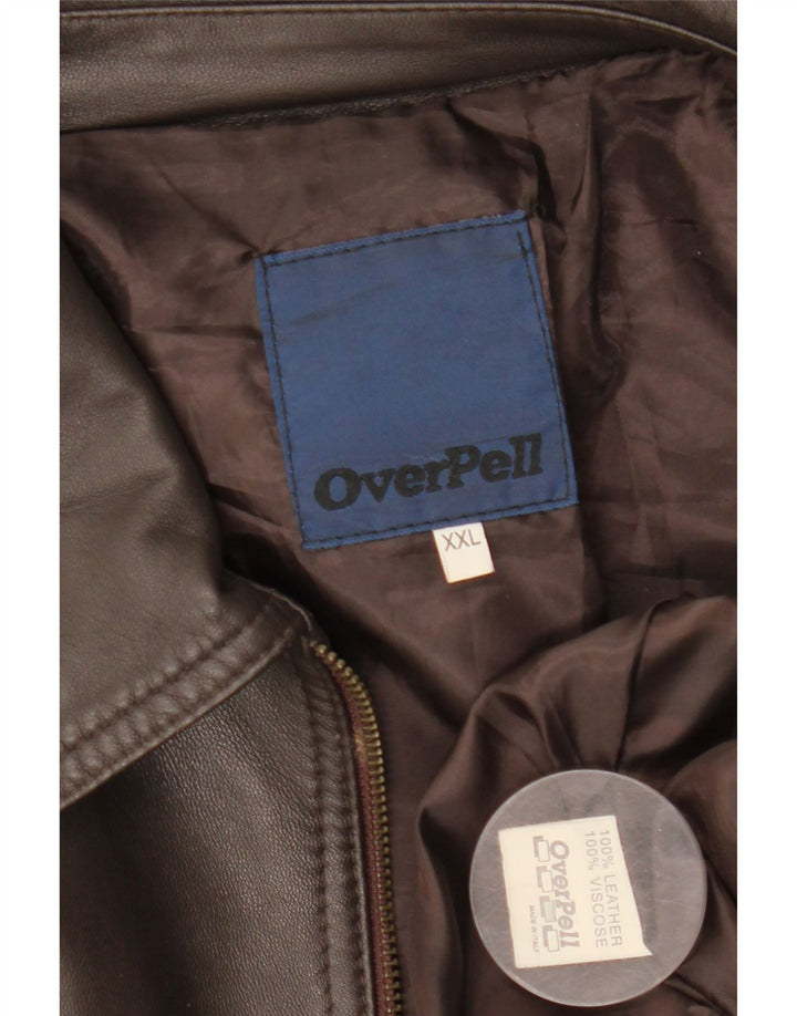 Vintage Womens Leather Jacket UK 44 2XL Brown Leather