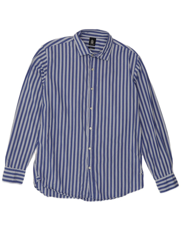 Marina Yachting Mens Slim Fit Shirt Size 42 Large Blue Striped