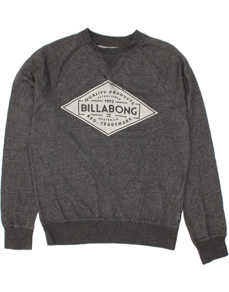 BILLABONG Mens Graphic Sweatshirt Jumper Small Grey Cotton | Vintage Billabong | Thrift | Second-Hand Billabong | Used Clothing | Messina Hembry 