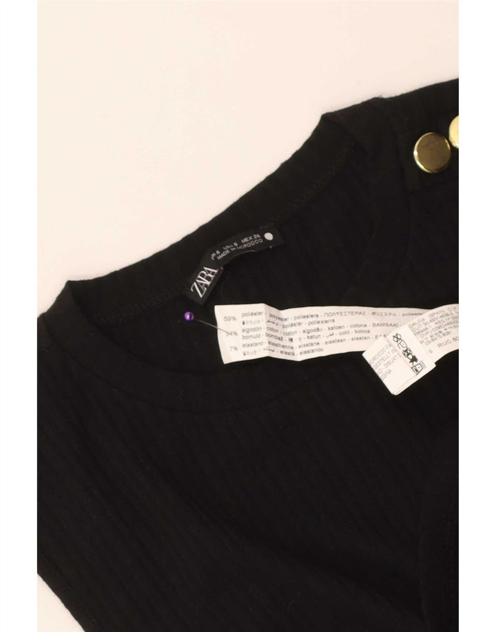 Zara Womens Vest Top UK 8 Small Black Polyester
