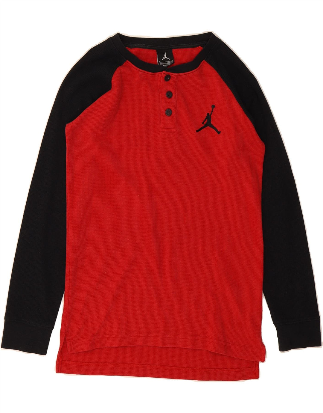 JORDAN Boys Top Long Sleeve 12-13 Years Large  Red Colourblock Cotton Vintage Jordan and Second-Hand Jordan from Messina Hembry 