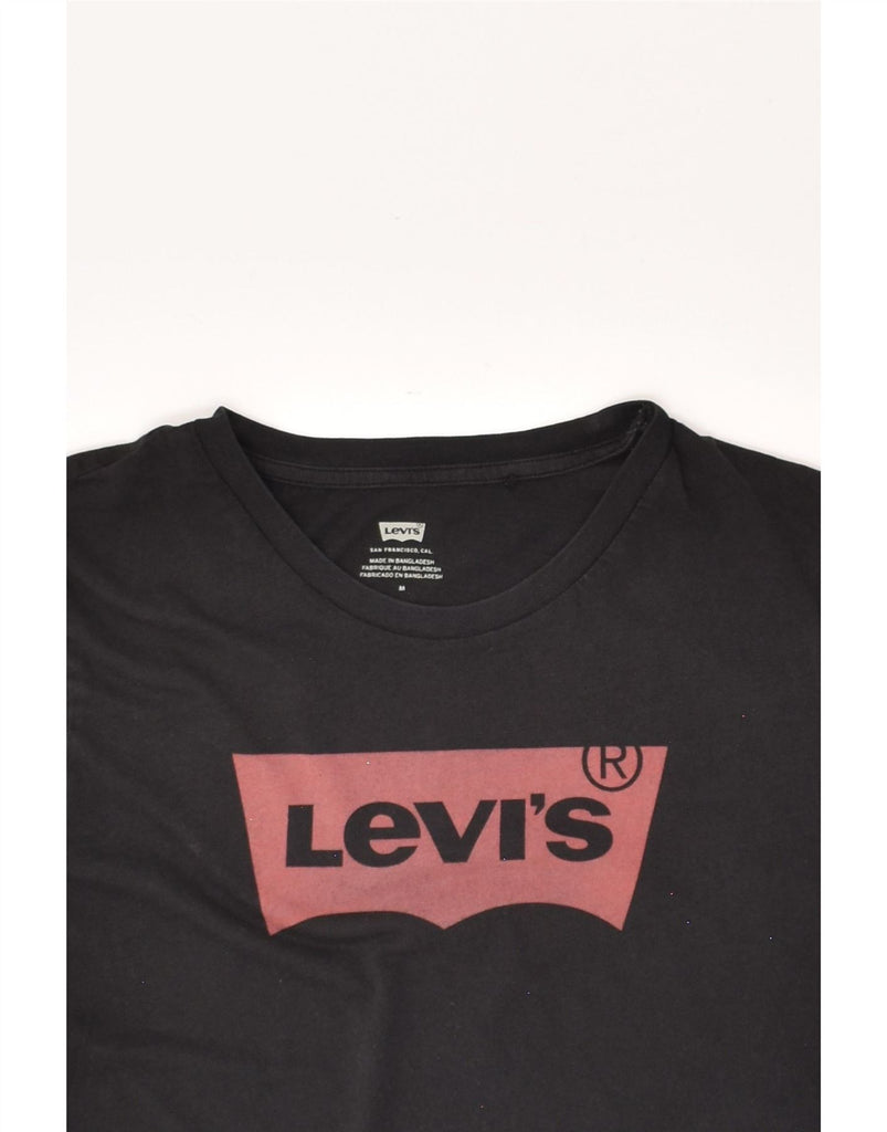 LEVI'S Womens Graphic T-Shirt Top UK 14 Medium Black Vintage Levi's and Second-Hand Levi's from Messina Hembry 