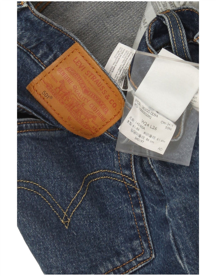 Levi's Womens 501 Straight Jeans W24 L26 Blue Cotton
