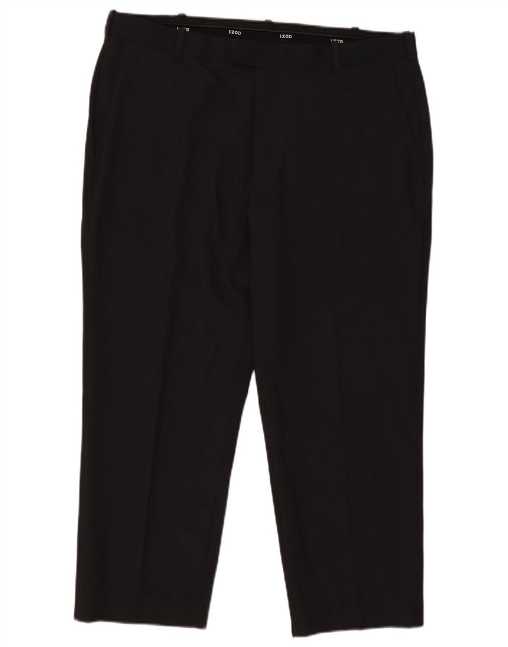 Izod Mens Crop Straight Suit Trousers W36 L25 Grey Polyester