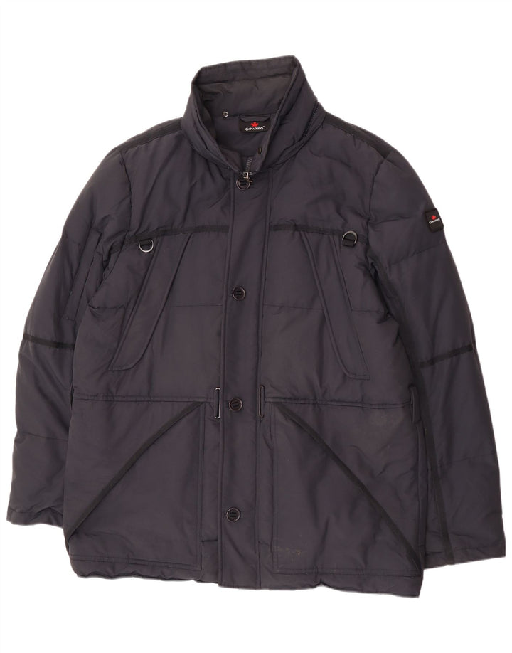 Canadiens Mens Padded Jacket UK 42 XL Navy Blue Cotton