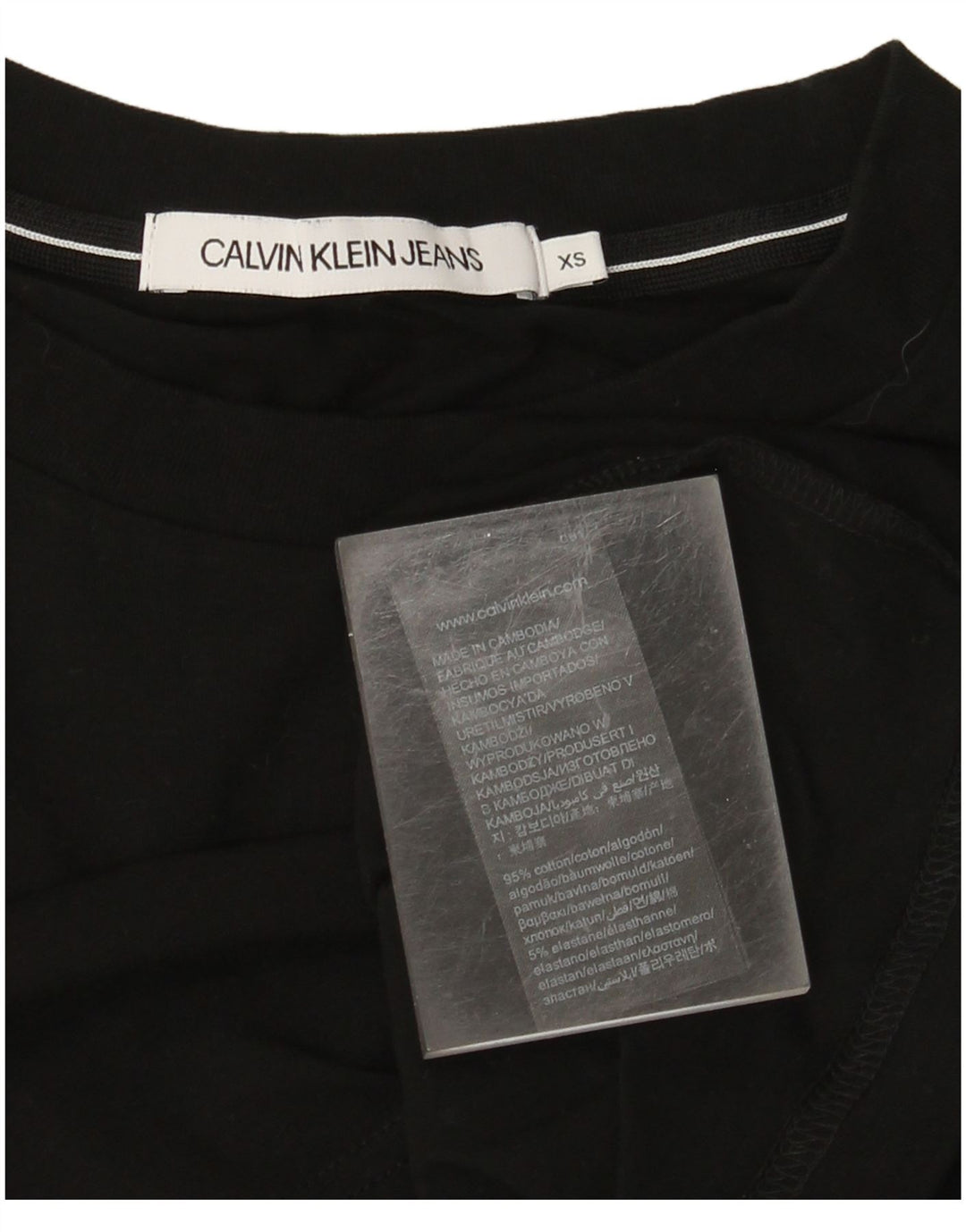 CALVIN KLEIN JEANS Womens Oversized Graphic T-Shirt Top UK 6 XS Black