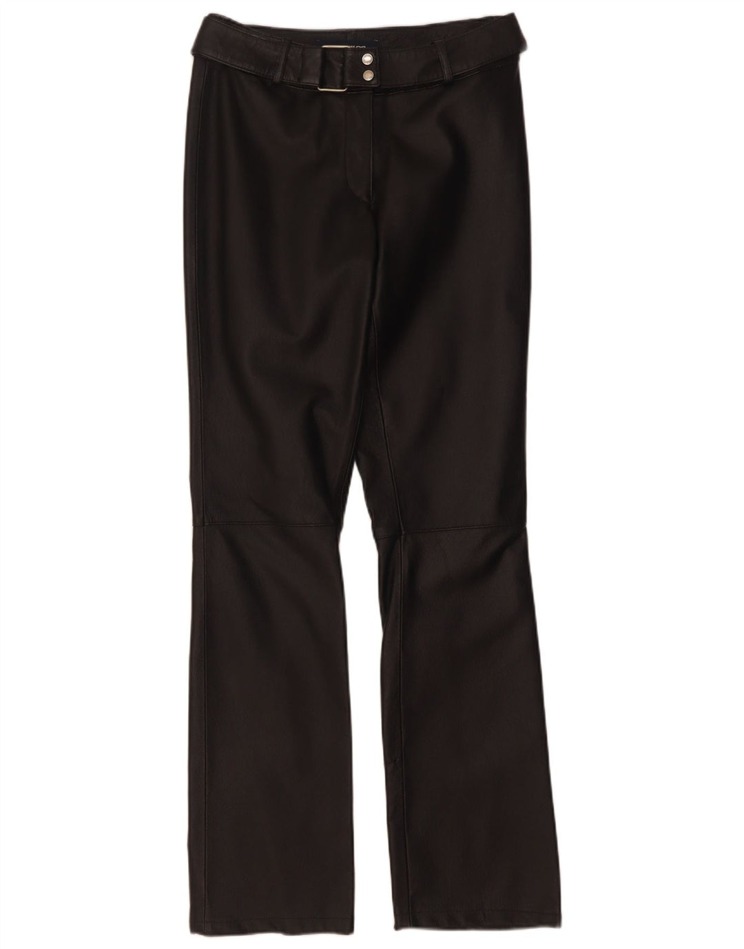 Tom Tailor Womens Bootcut Leather Trousers EU 34 XS W28 L32 Black Leather
