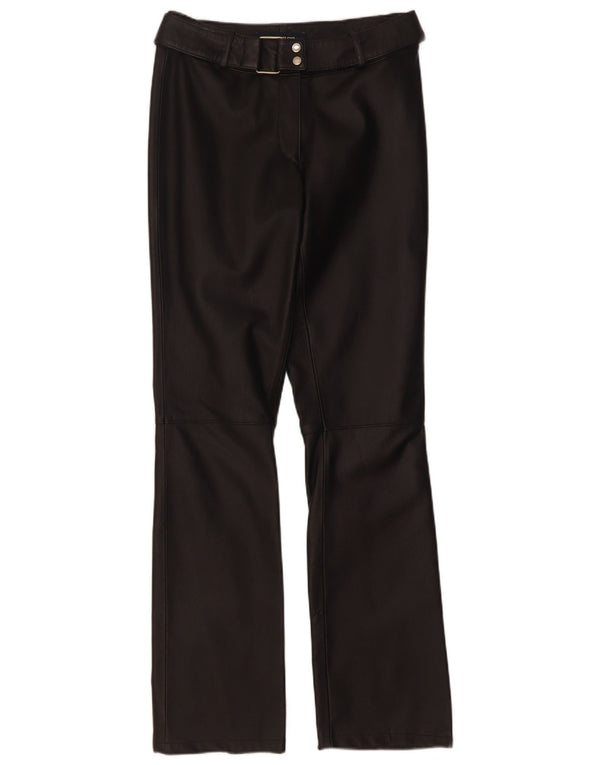 Tom Tailor Womens Bootcut Leather Trousers EU 34 XS W28 L32 Black Leather