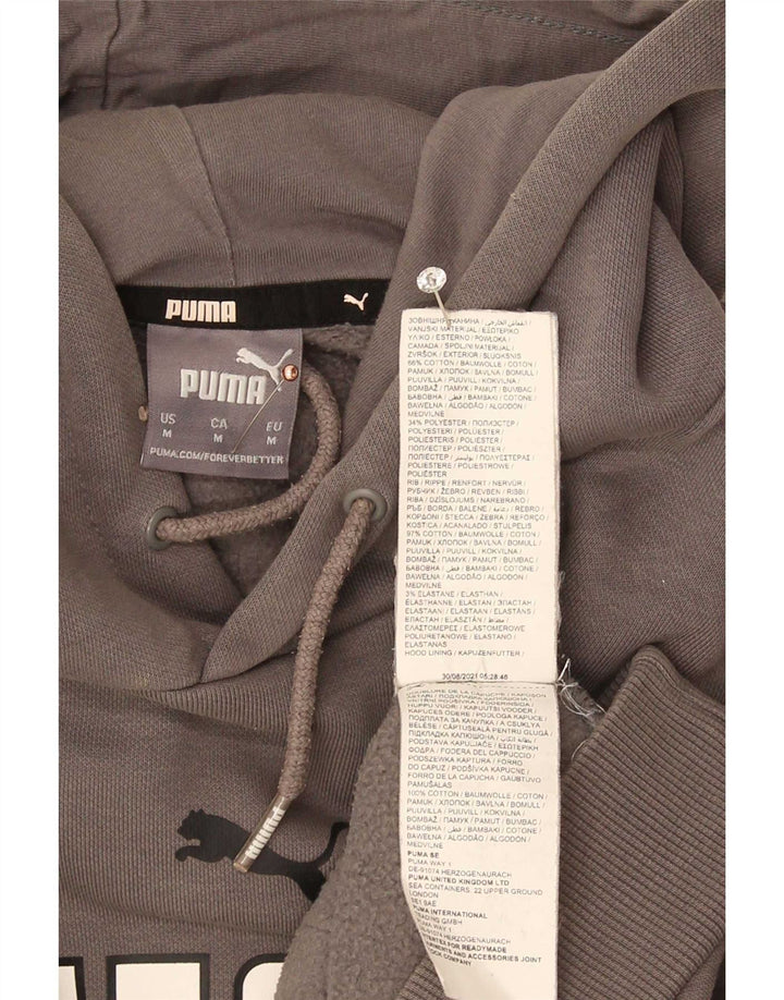 Puma Mens Graphic Hoodie Jumper Medium Grey Cotton