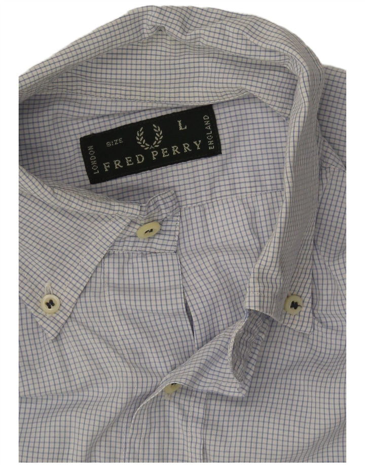 Fred Perry Mens Shirt Large Blue Check