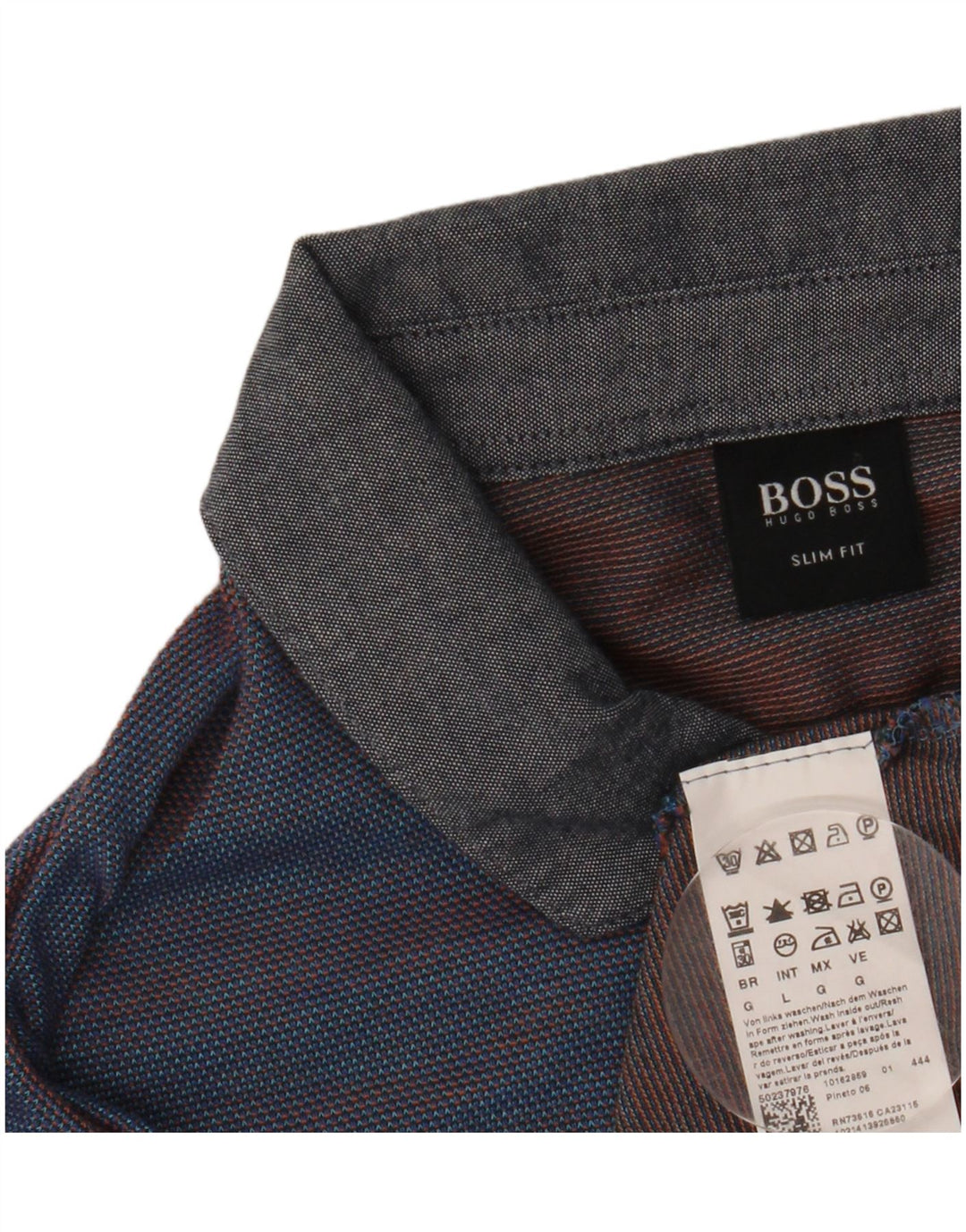 Hugo Boss Mens Slim Fit Polo Shirt Large Navy Blue Pinstripe Cotton