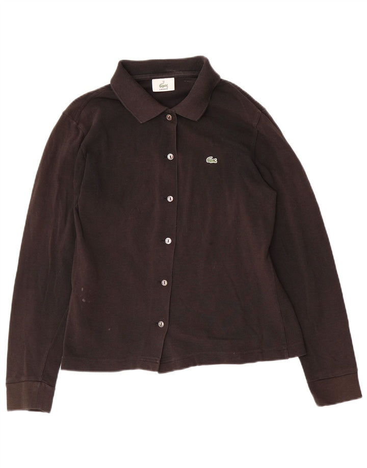 Lacoste Womens Shirt Blouse Size 38 Medium Black Cotton