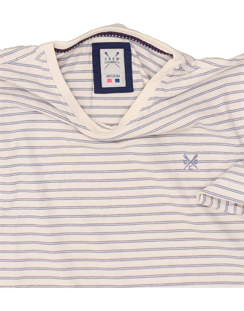 CREW CLOTHING Mens T-Shirt Top Medium Off White Striped Cotton Nautical | Vintage Crew Clothing | Thrift | Second-Hand Crew Clothing | Used Clothing | Messina Hembry 