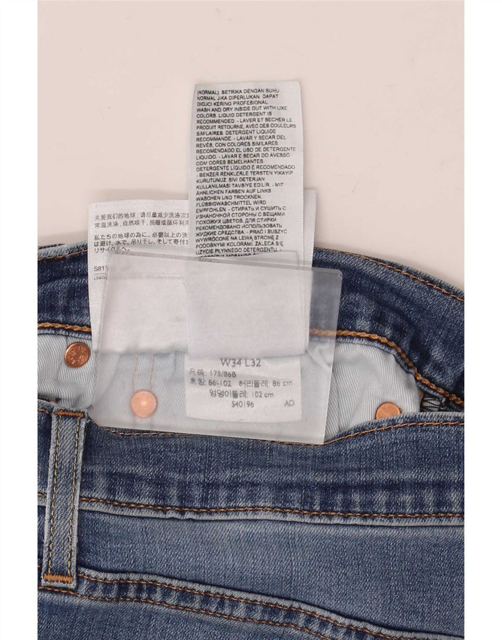 Levi's Mens Slim Jeans W34 L32 Blue Cotton