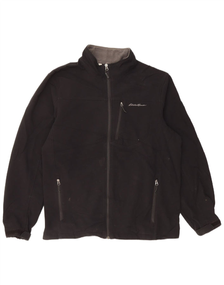 EDDIE BAUER Mens Windbreaker Jacket UK 42 XL Black Polyester