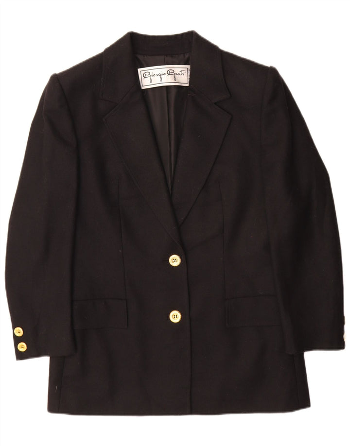 Giorgio Grati Womens 2 Button Blazer Jacket IT 44 Medium Black Wool