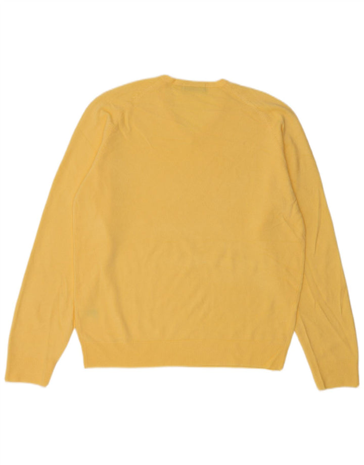 Marks & Spencer Mens V-Neck Jumper Sweater Medium Yellow Acrylic