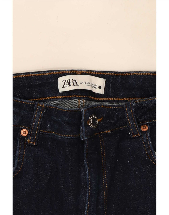 Zara Womens Flared Jeans EU 42 Large W32 L30 Navy Blue Cotton